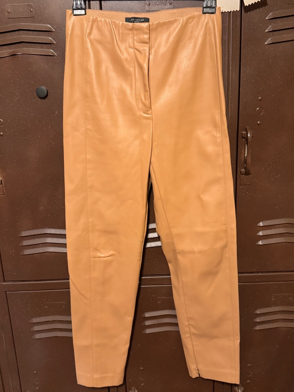 Ann Taylor Tan Butter Soft Faux-Leather Pants